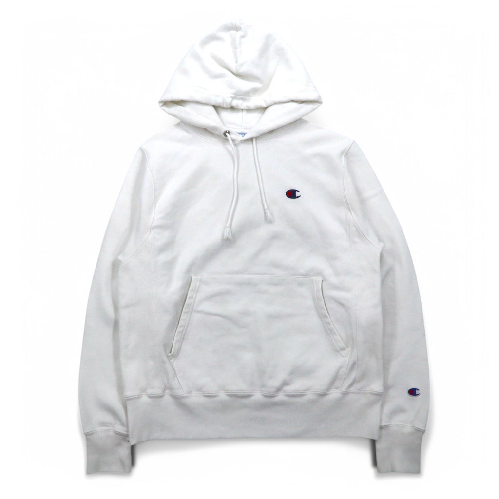 Champion Reverse Weave Pullover Hoodie L White Blue Single Tag Reprint Made in Honduras