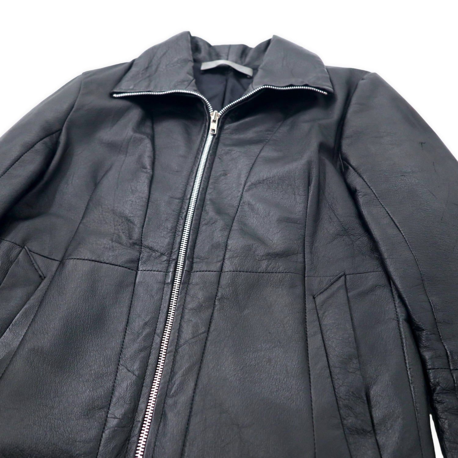 EKAM High Neck Riders Jacket M Black Lamb Leather Leather Leather Double  Zip – 日本然リトテ