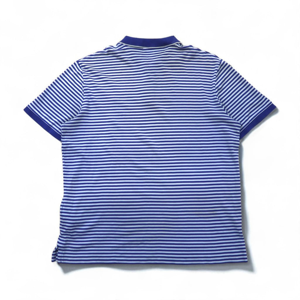 POLO RALPH LAUREN Classic Fit Striped Polo Shirt, Size L, Blue Cotton, Small Pony Embroidery