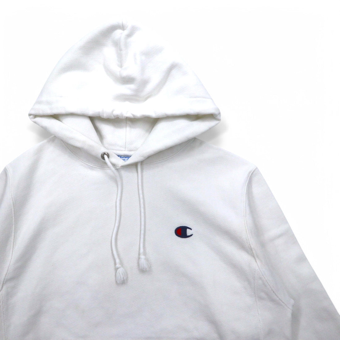 Champion Reverse Weave Pullover Hoodie L White Blue Single Tag Reprint Made in Honduras