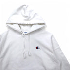 Champion Reverse Weave Pullover Hoodie L White Blue Single Tag Reprint Made in Honduras