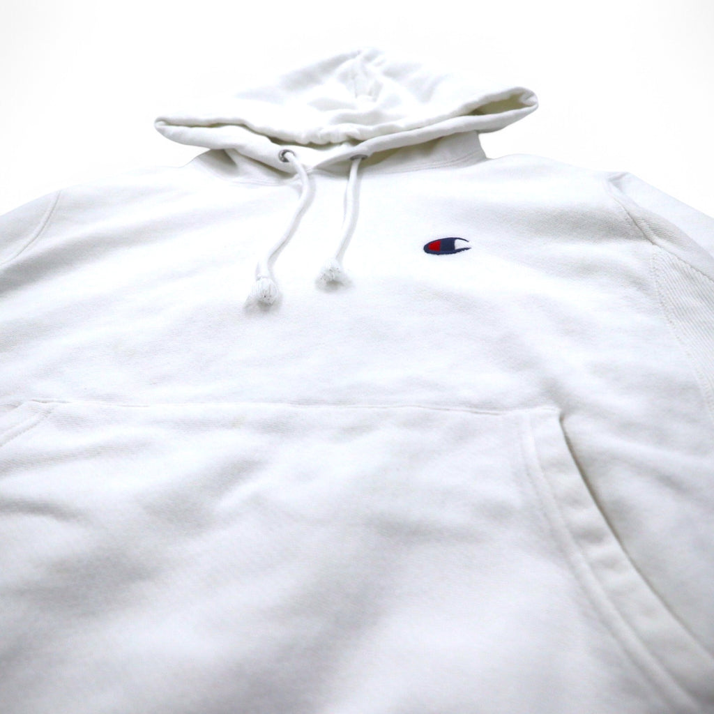 Champion Reverse Weave Pullover Hoodie L White Blue Single Tag Reprint Made in Honduras