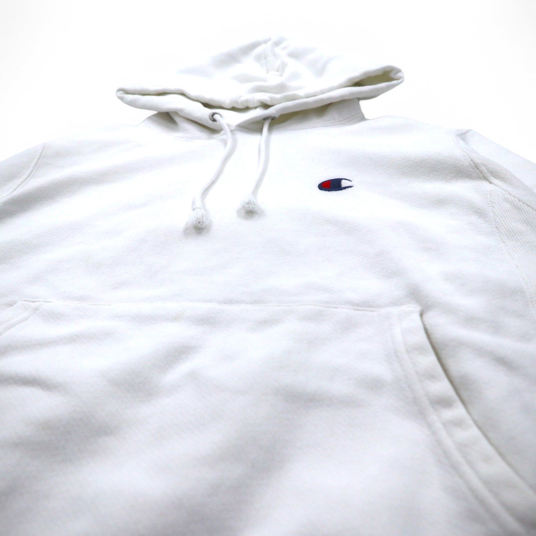 Champion Reverse Weave Pullover Hoodie L White Blue Single Tag Reprint Made in Honduras