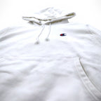 Champion Reverse Weave Pullover Hoodie L White Blue Single Tag Reprint Made in Honduras