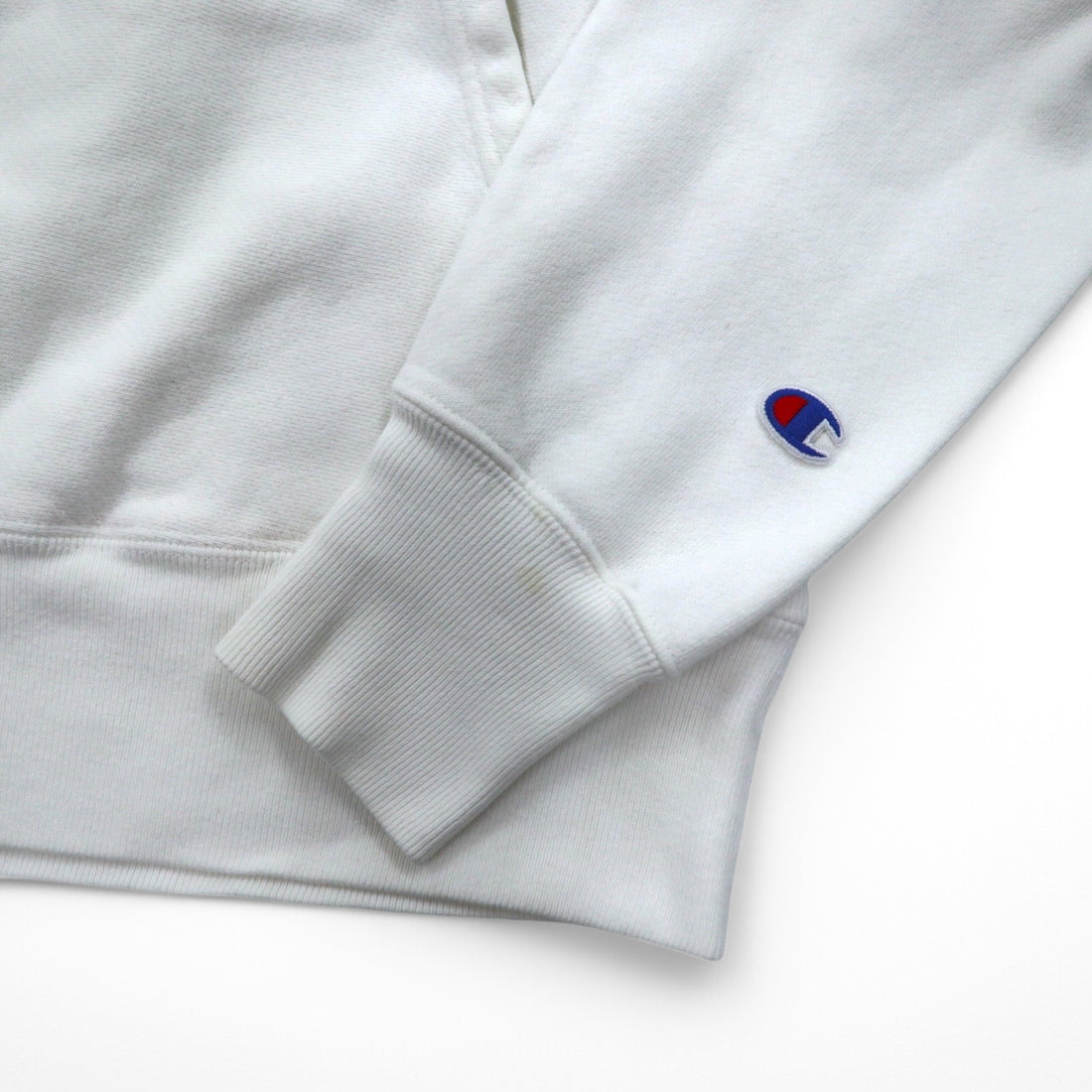 Champion Reverse Weave Pullover Hoodie L White Blue Single Tag Reprint Made in Honduras
