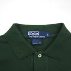 Polo by Ralph Lauren Long Sleeve Polo Shirt Rugby Shirt L Green Pique CUSTOM FIT Embroidery Numbering