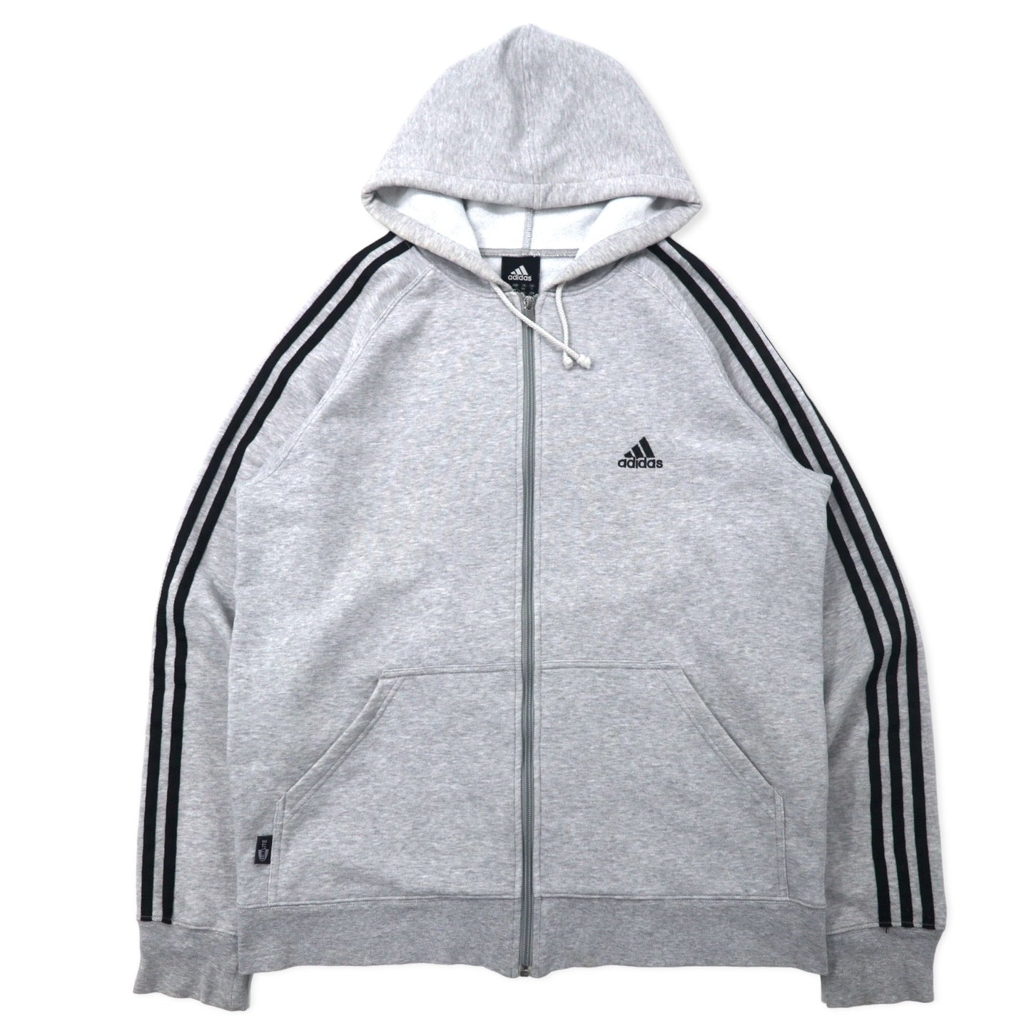 adidas 3ストライプス フルジップ パーカー XO グレー コットン