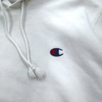 Champion Reverse Weave Pullover Hoodie L White Blue Single Tag Reprint Made in Honduras