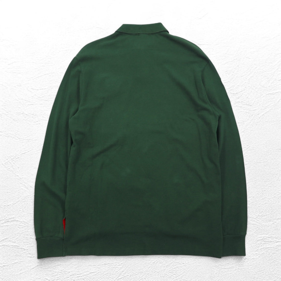 Polo by Ralph Lauren Long Sleeve Polo Shirt Rugby Shirt L Green Pique CUSTOM FIT Embroidery Numbering