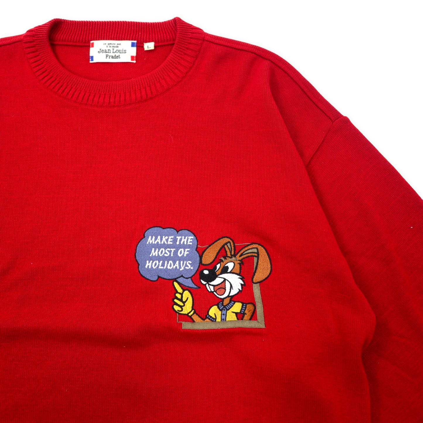 Jean Louis Fradet 90s Character embroidery knit sweater L