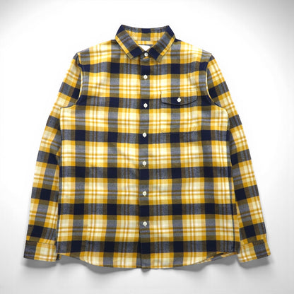 THE NORTH FACE Thermolite Flannel Shirt, Size L, Yellow Check, Chest Pocket, NR61406