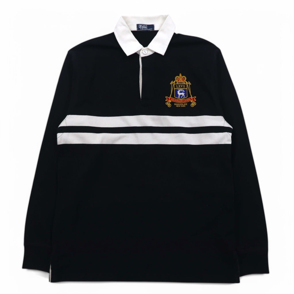 Polo by Ralph Lauren Rugby Shirt, Medium, Black, Cotton, Embroidered Emblem Logo