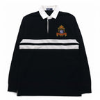 Polo by Ralph Lauren Rugby Shirt, Medium, Black, Cotton, Embroidered Emblem Logo