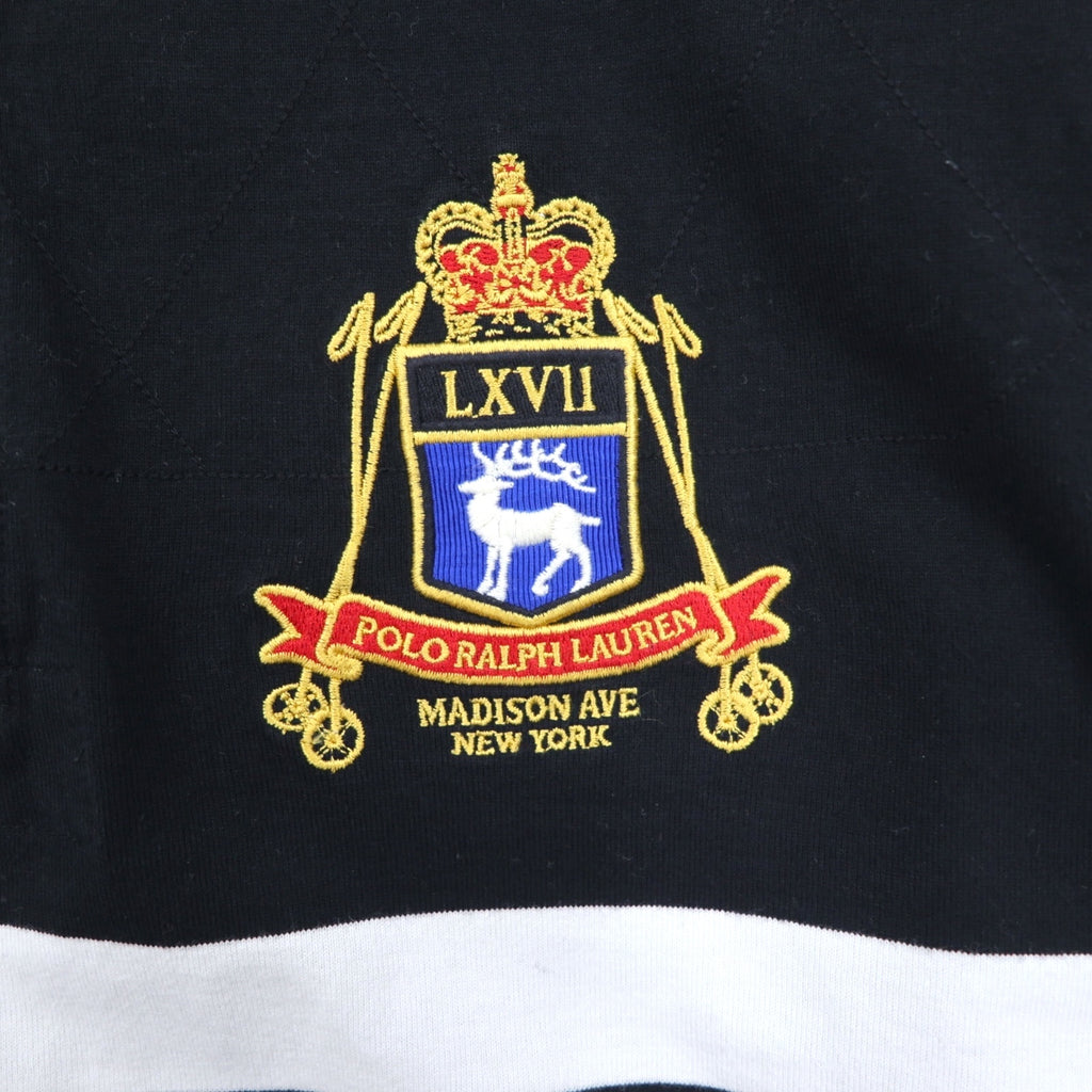 Polo by Ralph Lauren Rugby Shirt, Medium, Black, Cotton, Embroidered Emblem Logo