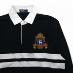 Polo by Ralph Lauren Rugby Shirt, Medium, Black, Cotton, Embroidered Emblem Logo