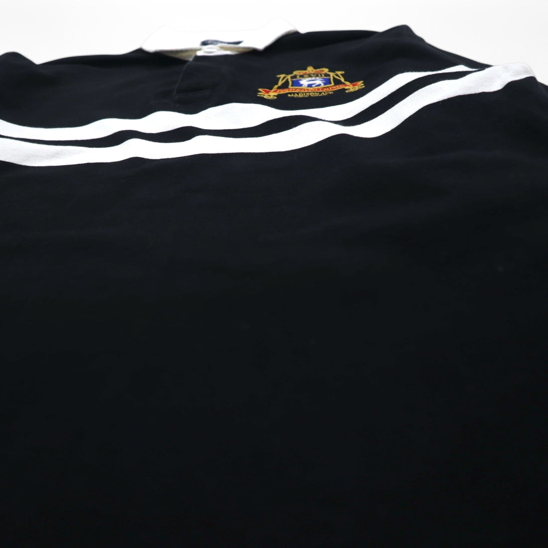 Polo by Ralph Lauren Rugby Shirt, Medium, Black, Cotton, Embroidered Emblem Logo