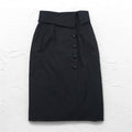 Christian Dior ハイウエスト ラップスカート M ブラック コットン アシンメトリー 252CKP12