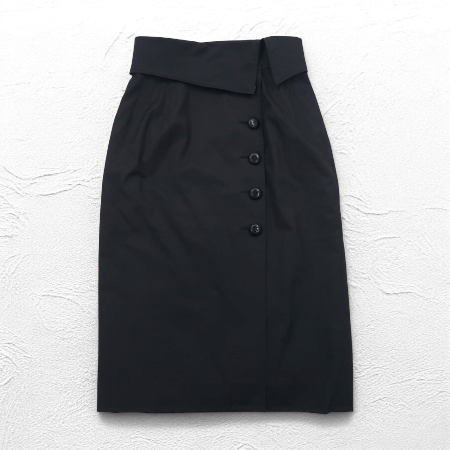 Christian Dior ハイウエスト ラップスカート M ブラック コットン アシンメトリー 252CKP12