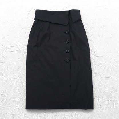 Christian Dior ハイウエスト ラップスカート M ブラック コットン アシンメトリー 252CKP12