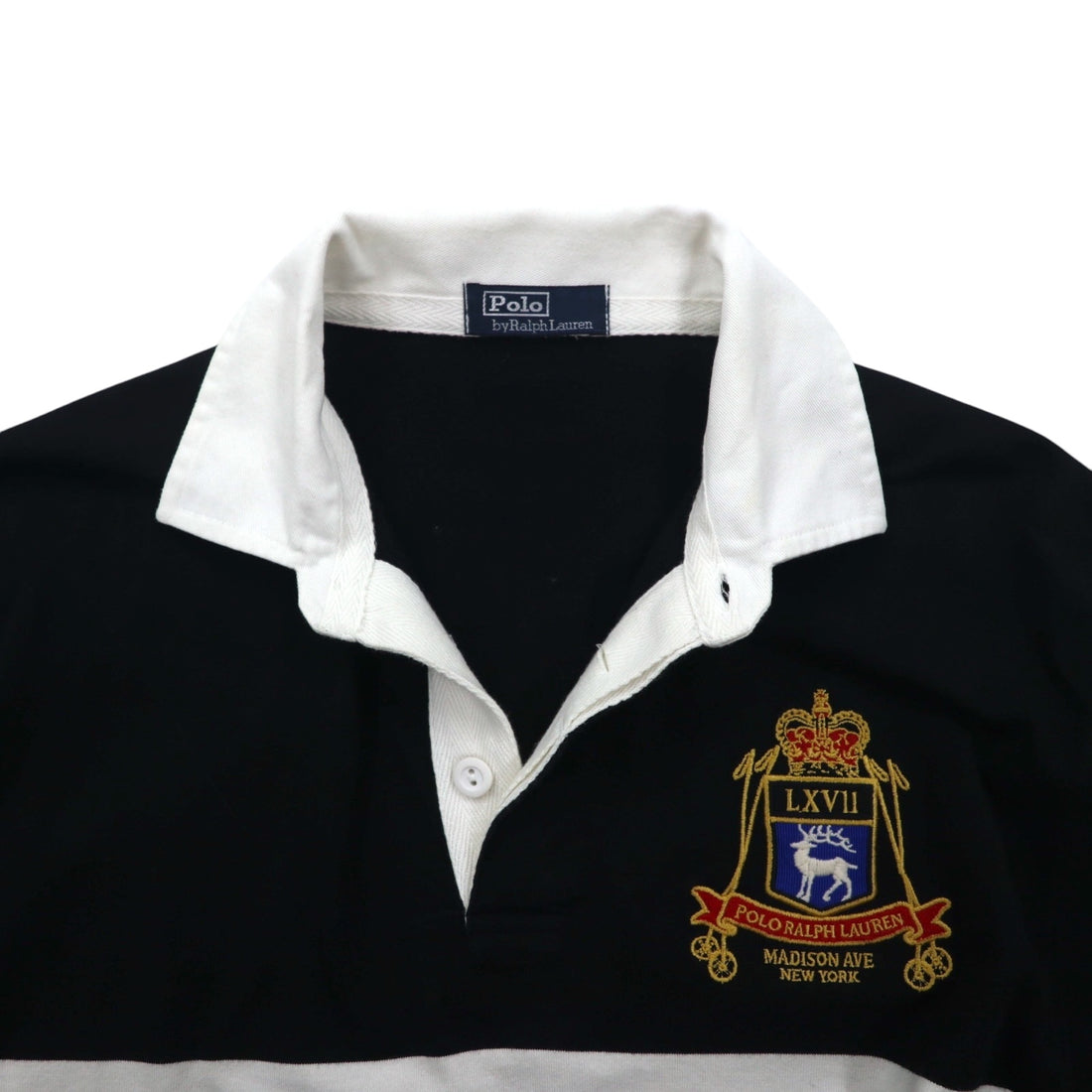 Polo by Ralph Lauren Rugby Shirt, Medium, Black, Cotton, Embroidered Emblem Logo