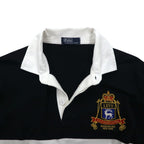 Polo by Ralph Lauren Rugby Shirt, Medium, Black, Cotton, Embroidered Emblem Logo
