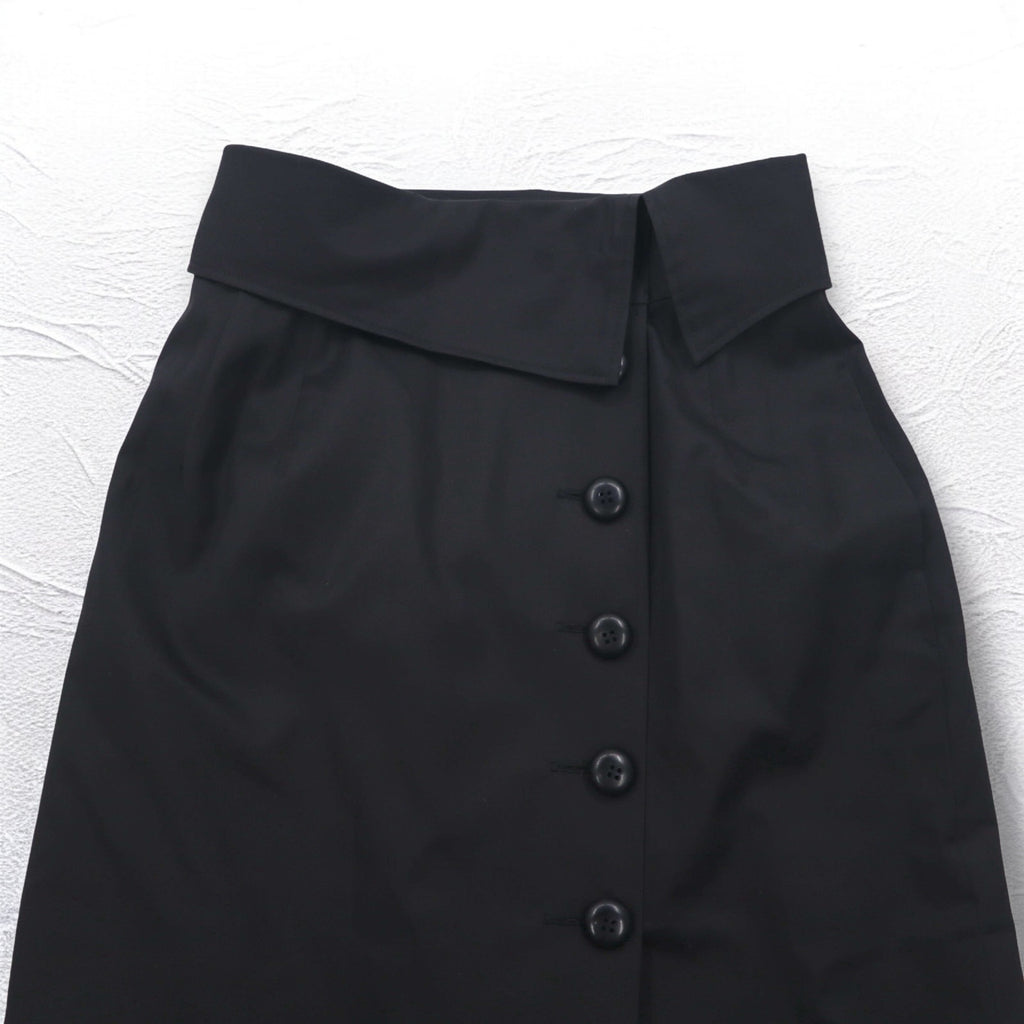 Christian Dior ハイウエスト ラップスカート M ブラック コットン アシンメトリー 252CKP12