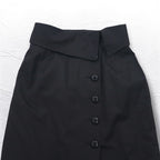 Christian Dior ハイウエスト ラップスカート M ブラック コットン アシンメトリー 252CKP12