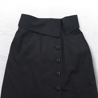 Christian Dior ハイウエスト ラップスカート M ブラック コットン アシンメトリー 252CKP12