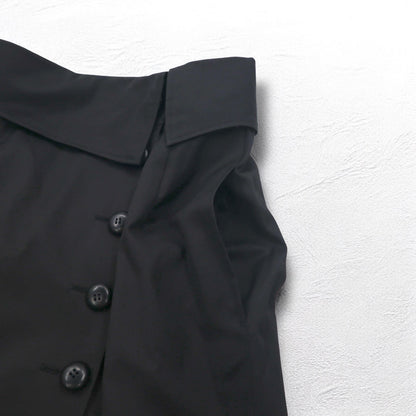 Christian Dior ハイウエスト ラップスカート M ブラック コットン アシンメトリー 252CKP12