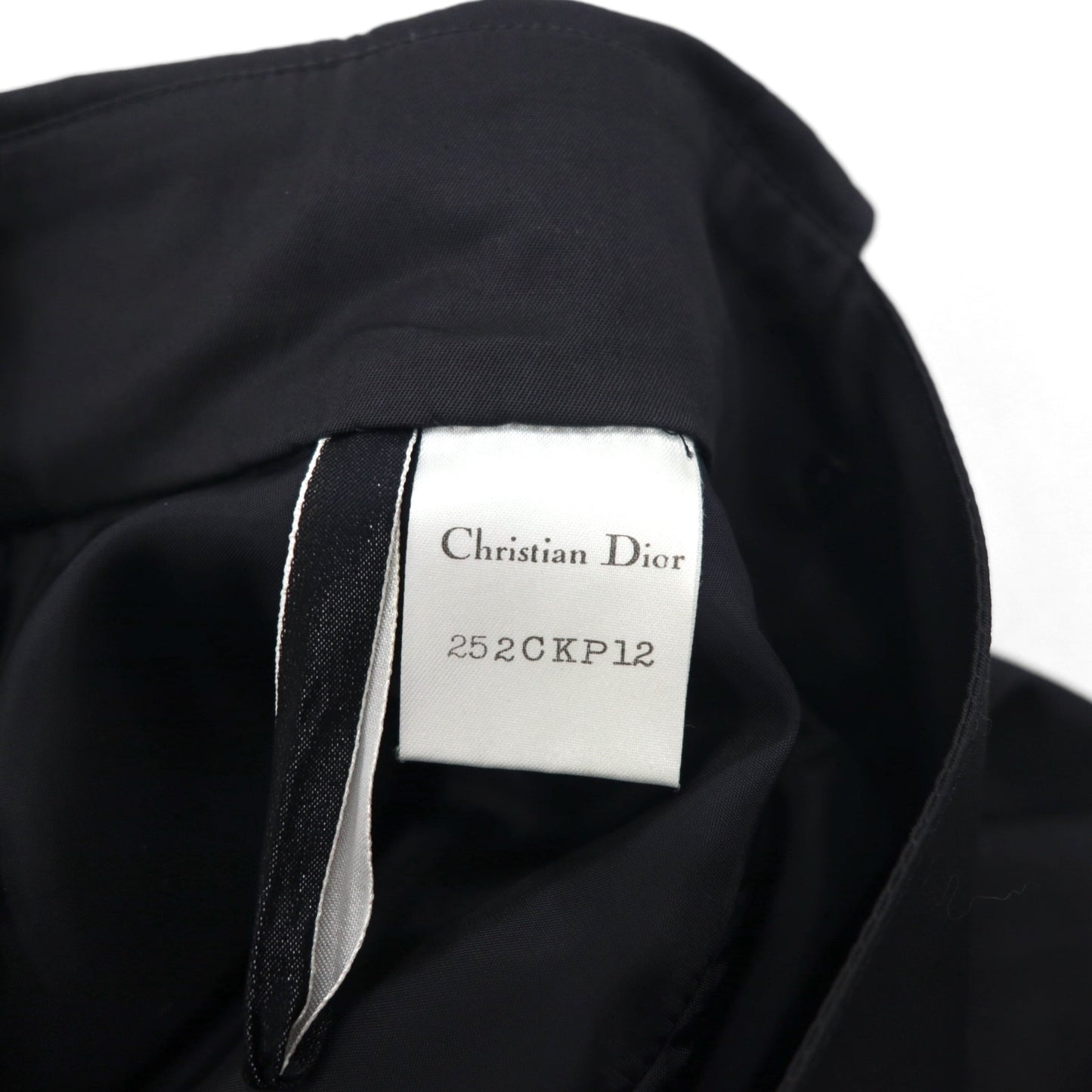 Christian Dior ハイウエスト ラップスカート M ブラック コットン アシンメトリー 252CKP12
