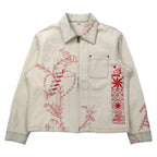 日本然リトテ-古着オンライン-KHOKI スザニ 刺繍 カレッジ ジャケット 2 アイボリー コットン 生成り suzani collage jacket 22aw-jk-01 日本製-KHOKI Suzani Embroidery College Jacket 2 Ivory Cotton Ecru suzani collage jacket 22aw-jk-01 Japan Made
