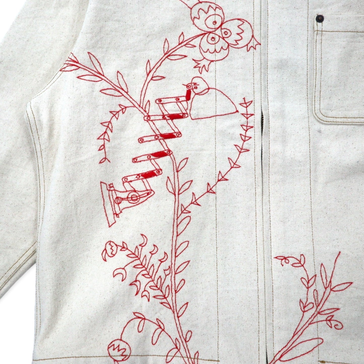 KHOKI Suzani Embroidery College Jacket 2 Ivory Cotton Ecru suzani collage  jacket 22aw-jk-01 Japan Made – 日本然リトテ