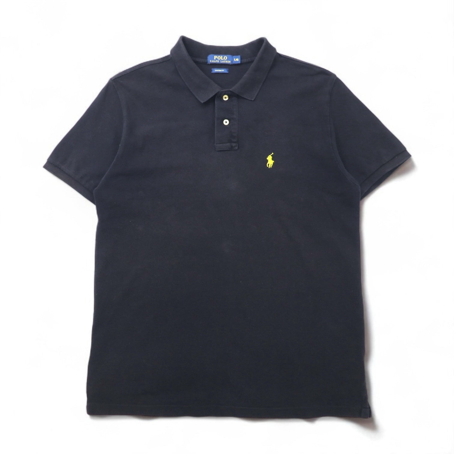 POLO RALPH LAUREN Custom Fit Polo Shirt, Size L, Black Cotton, Pique, Small Pony Embroidery