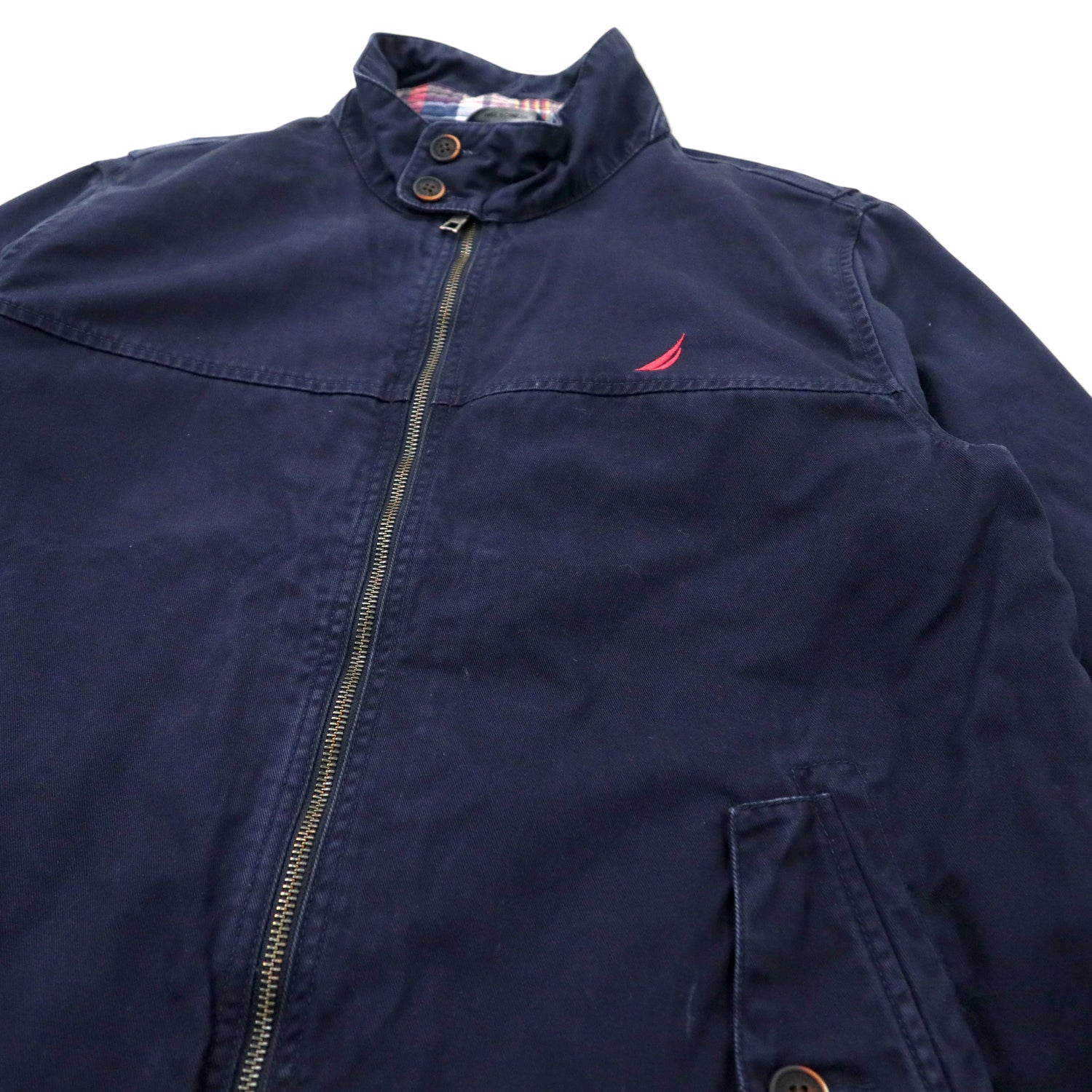 NAUTICA Swing Top Harrington Jacket M Navy Cotton Lining CHECKED