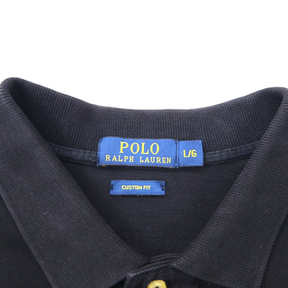 POLO RALPH LAUREN カスタムフィット ポロシャツ L ブラック コットン 鹿の子 スモールポニー刺繍