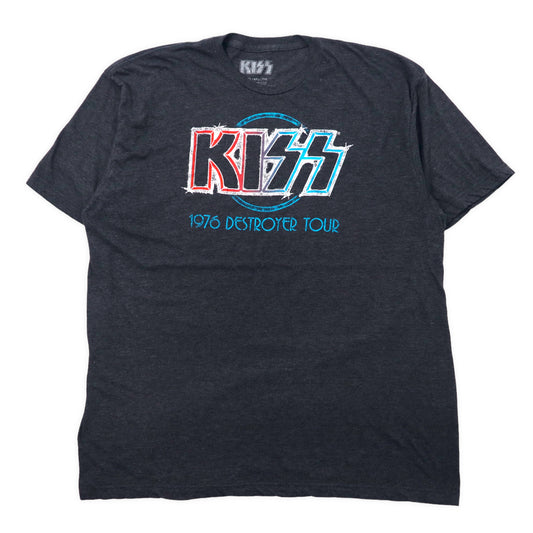 日本然リトテ-古着オンライン-KISS キッス バンドTシャツ XXL グレー コットン 1976 DESTROYER TOUR ビッグサイズ-KISS Kiss Band T-Shirt XXL Gray Cotton 1976 Destroyer Tour Big Size