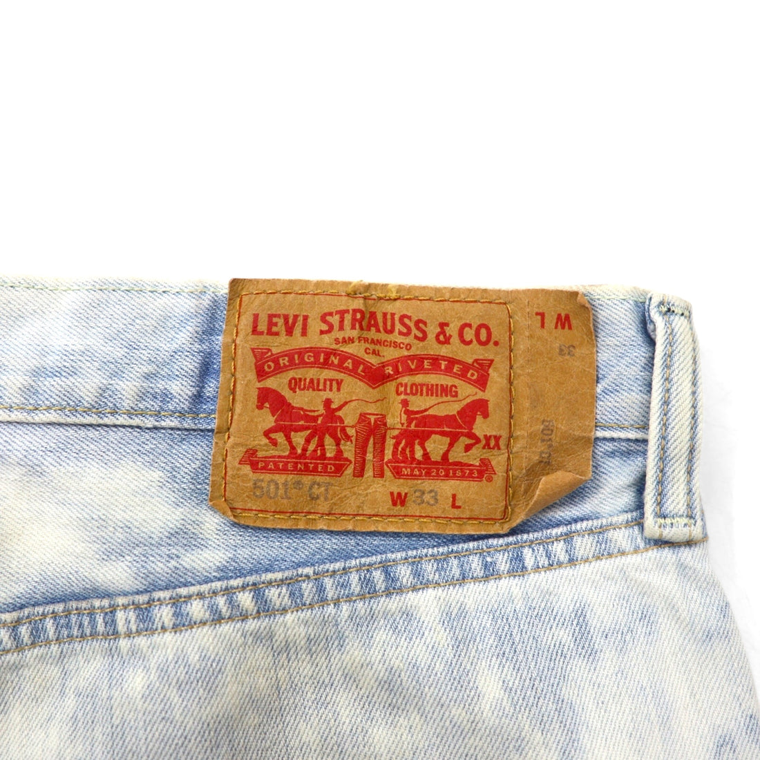 Levi's 501 ケミカルウォッシュ カットオフ ショート デニムパンツ ハーフパンツ L ブルー コットン ボタンフライ