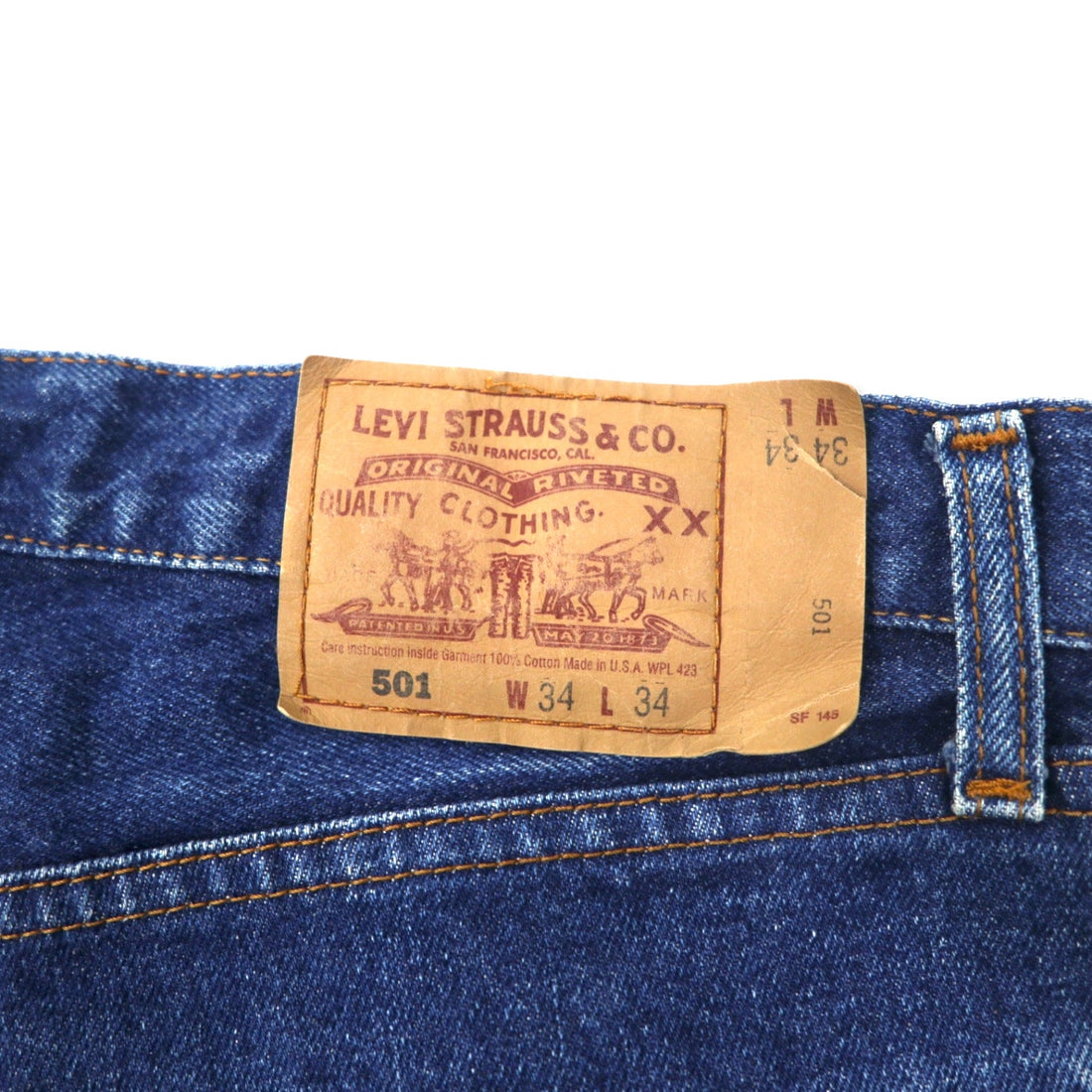 Levi's USA made 90s denim pants size 34 blue cotton button fly button back 521 501-0115