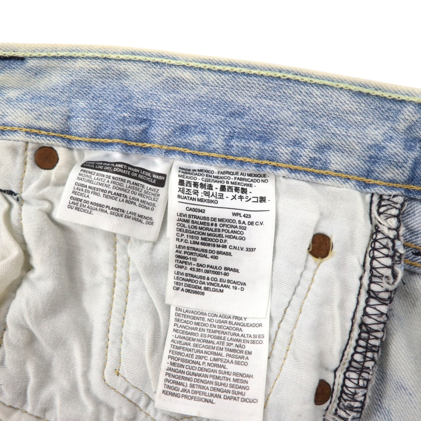 Levi's 501 ケミカルウォッシュ カットオフ ショート デニムパンツ ハーフパンツ L ブルー コットン ボタンフライ