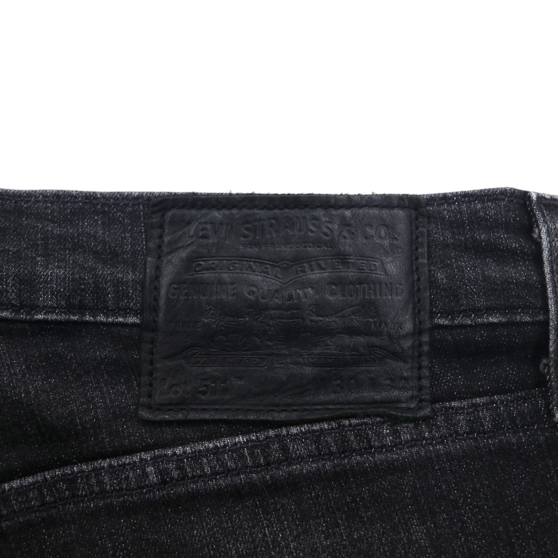 Levi's Premium 511 Big E Slim Fit Stretch Denim Jeans, Size M, Black with Leather Patch, 04511-2402