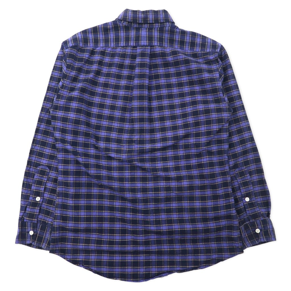 Ralph Lauren ボタンダウンシャツ M ネイビー チェック コットン BIG SHIRT スモールポニー刺繍