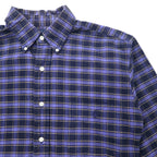 Ralph Lauren ボタンダウンシャツ M ネイビー チェック コットン BIG SHIRT スモールポニー刺繍