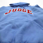 GILDAN カレッジ プルオーバー パーカー 2XL ブルー Dry Blend 裏起毛 JUGDE アーチロゴ ホンジュラス製