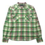 日本然リトテ-古着オンライン-RALPH LAUREN フランネル ウエスタンシャツ 7 グリーン チェック コットン スナップボタン-RALPH LAUREN Flannel Western Shirt 7 Green Checked Cotton Snap Button