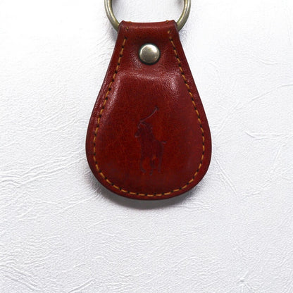 Polo by Ralph Lauren USA製 レザー キーリング キーホルダー ブラウン スモールポニー