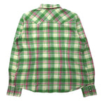 RALPH LAUREN フランネル ウエスタンシャツ 7 グリーン チェック コットン スナップボタン