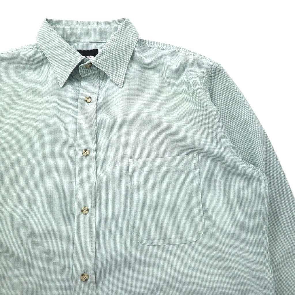 THE NORTH FACE Outdoor Polyester Shirt, Size L, Green Check, Chest Pocket, ON-4569