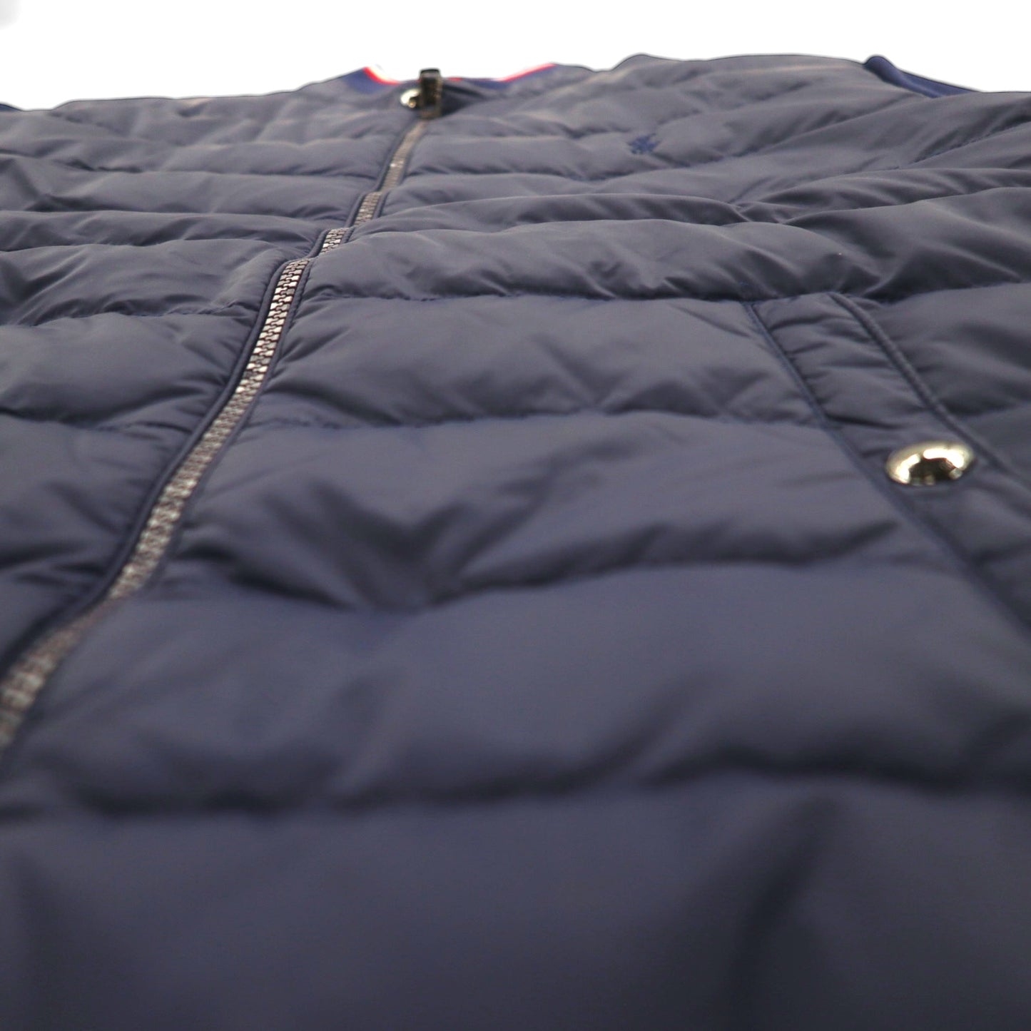 Polo Ralph Lauren Performance Quilted Down Jacket, Size M, Navy, Nylon Paneling, Ribbed Lines