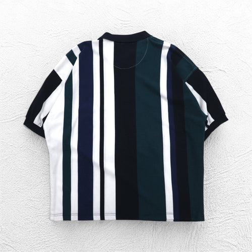 90年代 HARBOR BAY マルチストライプ ポロシャツ 4XL BIG ネイビー コットン ビッグサイズ