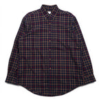Brooks Brothers 346 Button-Down Shirt, Large, Navy, Check, Cotton, Big Size, Non-Iron